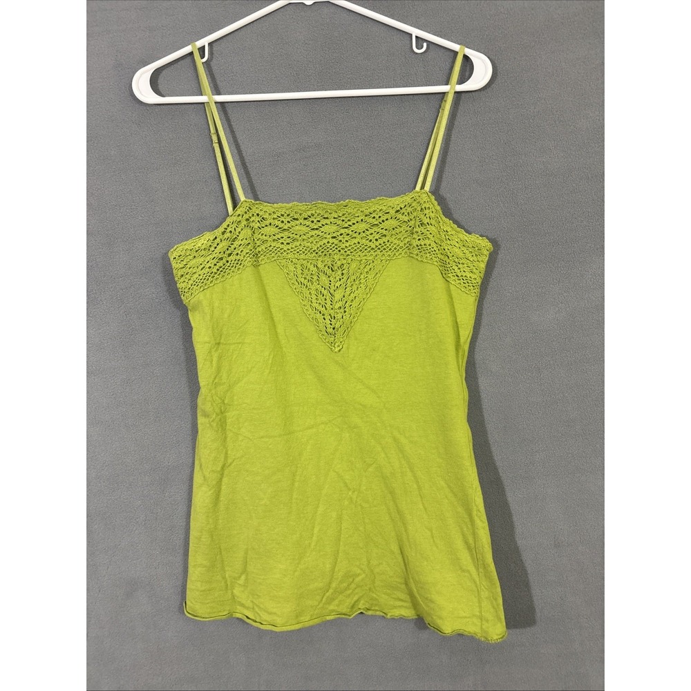 Self Esteem Y2K Tank Top Spaghetti Strap Crochet Green Size M Cami‎ Sleeveless